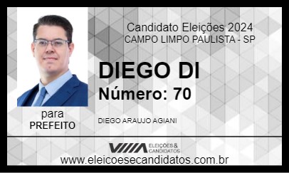 Candidato DIEGO DI 2024 - CAMPO LIMPO PAULISTA - Eleições