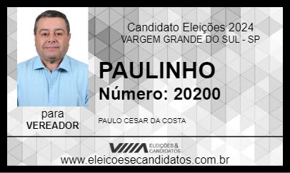 Candidato PAULINHO 2024 - VARGEM GRANDE DO SUL - Eleições