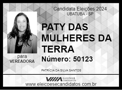 Candidato PATY DAS MULHERES DA TERRA 2024 - UBATUBA - Eleições