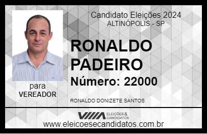 Candidato RONALDO PADEIRO 2024 - ALTINÓPOLIS - Eleições