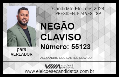 Candidato NEGÃO CLAVISO 2024 - PRESIDENTE ALVES - Eleições