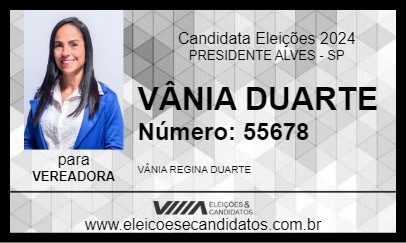 Candidato VÂNIA DUARTE 2024 - PRESIDENTE ALVES - Eleições