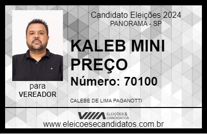 Candidato KALEB MINI PREÇO 2024 - PANORAMA - Eleições