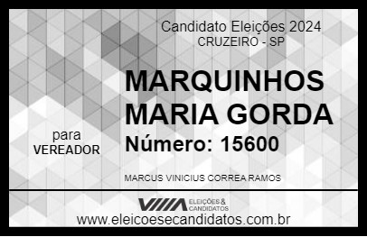 Candidato MARQUINHOS MARIA GORDA 2024 - CRUZEIRO - Eleições