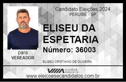 Candidato ELISEU DA ESPETARIA 2024 - PERUÍBE - Eleições