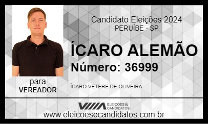 Candidato ÍCARO ALEMÃO 2024 - PERUÍBE - Eleições