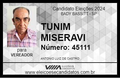 Candidato TUNIM MISERAVI 2024 - BADY BASSITT - Eleições