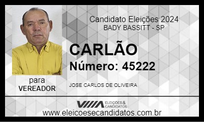 Candidato CARLÃO 2024 - BADY BASSITT - Eleições