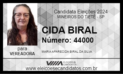 Candidato CIDA BIRAL 2024 - MINEIROS DO TIETÊ - Eleições