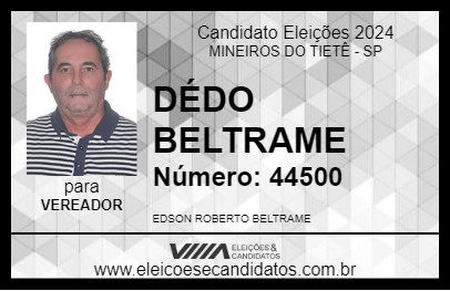 Candidato DÉDO BELTRAME 2024 - MINEIROS DO TIETÊ - Eleições