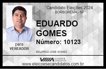 Candidato EDUARDO GOMES 2024 - BORBOREMA - Eleições