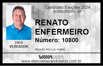 Candidato RENATO ENFERMEIRO 2024 - BORBOREMA - Eleições