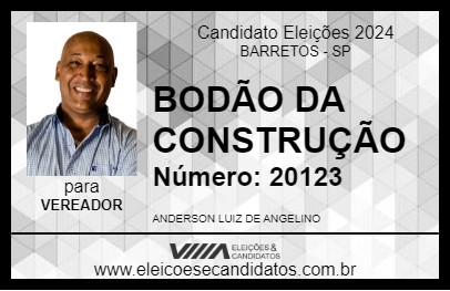 Candidato BODÃO DA CONSTRUÇÃO 2024 - BARRETOS - Eleições