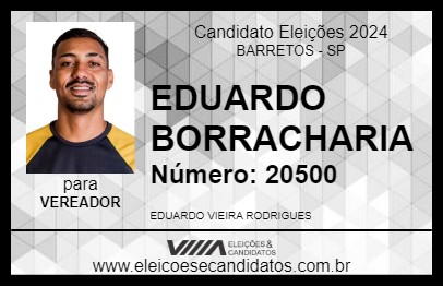 Candidato EDUARDO BORRACHARIA 2024 - BARRETOS - Eleições