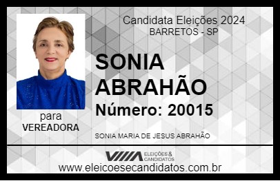 Candidato SONIA ABRAHÃO 2024 - BARRETOS - Eleições