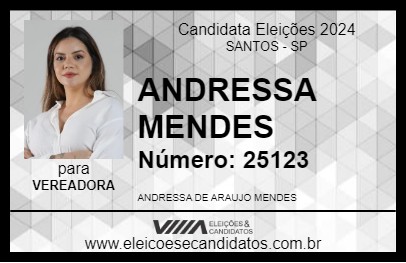 Candidato ANDRESSA MENDES 2024 - SANTOS - Eleições