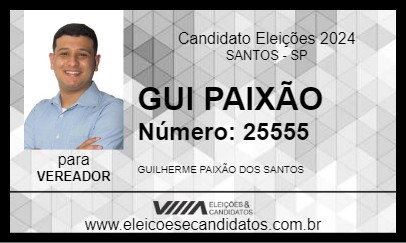 Candidato GUI PAIXÃO 2024 - SANTOS - Eleições