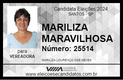 Candidato MARILIZA MARAVILHOSA 2024 - SANTOS - Eleições