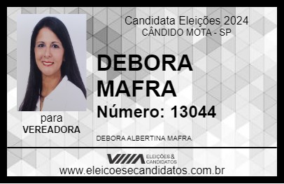 Candidato DEBORA MAFRA 2024 - CÂNDIDO MOTA - Eleições