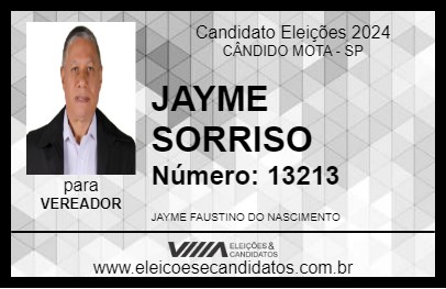 Candidato JAYME SORRISO 2024 - CÂNDIDO MOTA - Eleições