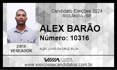 Candidato ALEX BARÃO 2024 - RIOLÂNDIA - Eleições