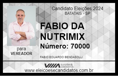 Candidato FABIO DA NUTRIMIX 2024 - BATATAIS - Eleições