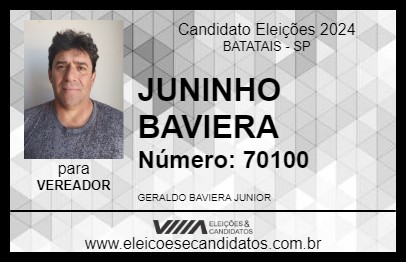 Candidato JUNINHO BAVIERA 2024 - BATATAIS - Eleições