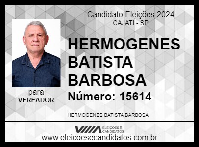 Candidato HERMOGENES BATISTA BARBOSA 2024 - CAJATI - Eleições