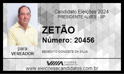 Candidato ZETÃO 2024 - PRESIDENTE ALVES - Eleições