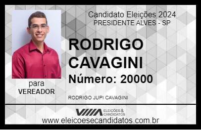 Candidato RODRIGO CAVAGINI 2024 - PRESIDENTE ALVES - Eleições