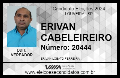 Candidato ERIVAN CABELEIREIRO 2024 - LOUVEIRA - Eleições