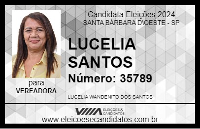 Candidato LUCELIA SANTOS 2024 - SANTA BÁRBARA D\OESTE - Eleições