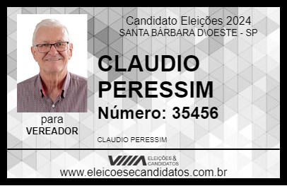 Candidato CLAUDIO PERESSIM 2024 - SANTA BÁRBARA D\OESTE - Eleições