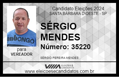 Candidato SÉRGIO MENDES 2024 - SANTA BÁRBARA D\OESTE - Eleições