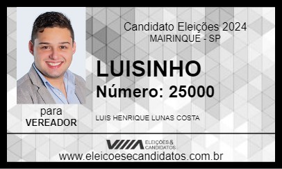 Candidato LUISINHO 2024 - MAIRINQUE - Eleições