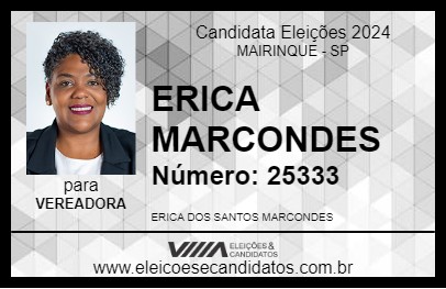 Candidato ERICA MARCONDES 2024 - MAIRINQUE - Eleições