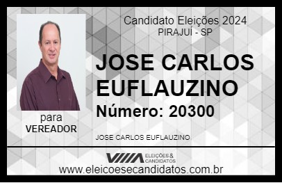 Candidato JOSE CARLOS EUFLAUZINO 2024 - PIRAJUÍ - Eleições