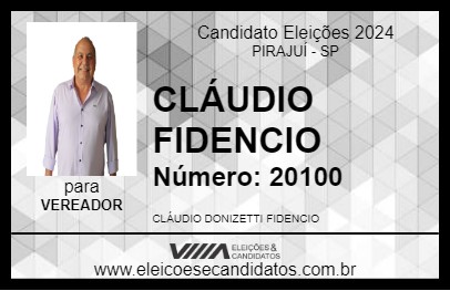 Candidato CLÁUDIO FIDENCIO 2024 - PIRAJUÍ - Eleições