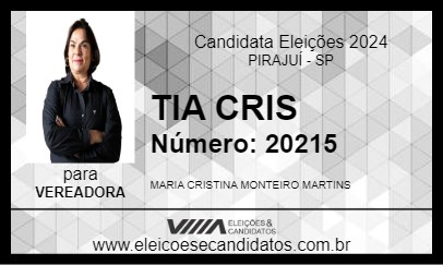 Candidato TIA CRIS 2024 - PIRAJUÍ - Eleições