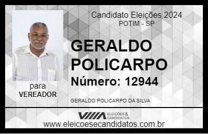 Candidato GERALDO POLICARPO 2024 - POTIM - Eleições