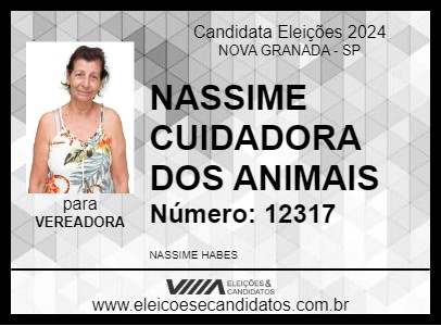 Candidato NASSIME CUIDADORA DOS ANIMAIS 2024 - NOVA GRANADA - Eleições