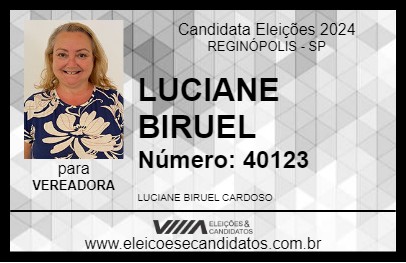 Candidato LUCIANE BIRUEL 2024 - REGINÓPOLIS - Eleições