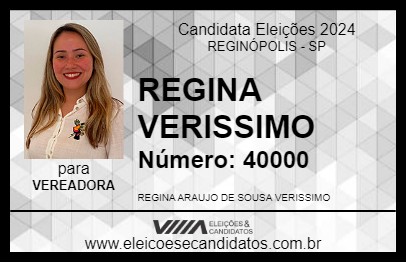 Candidato REGINA VERISSIMO 2024 - REGINÓPOLIS - Eleições