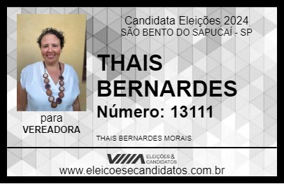 Candidato THAIS BERNARDES 2024 - SÃO BENTO DO SAPUCAÍ - Eleições