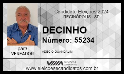 Candidato DECINHO 2024 - REGINÓPOLIS - Eleições