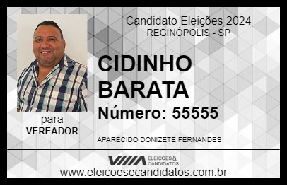 Candidato CIDINHO BARATA 2024 - REGINÓPOLIS - Eleições