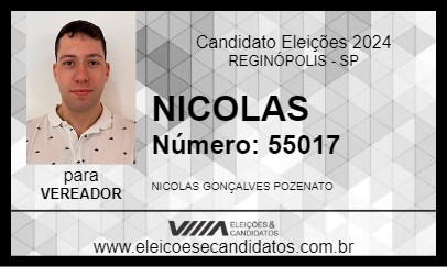 Candidato NICOLAS 2024 - REGINÓPOLIS - Eleições