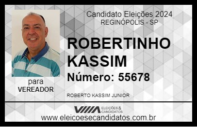 Candidato ROBERTINHO KASSIM 2024 - REGINÓPOLIS - Eleições