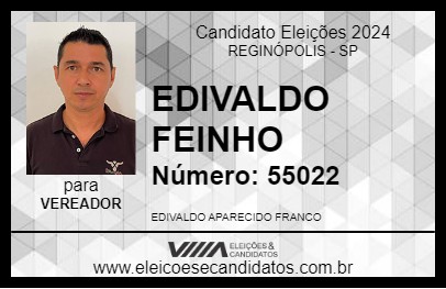 Candidato EDIVALDO FEINHO 2024 - REGINÓPOLIS - Eleições