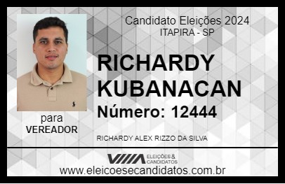 Candidato RICHARDY KUBANACAN 2024 - ITAPIRA - Eleições